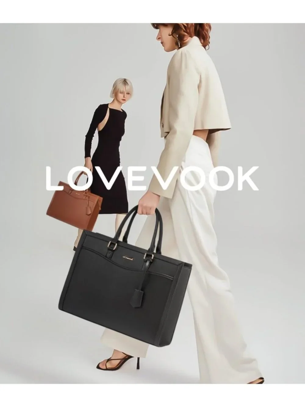 Stylish Laptop Tote Bag for Women | Large PU Leather Work Bag with Cup Holder